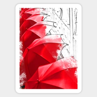 Paris Rain Umbrellas. A memory of love in Paris in the rain. Sticker